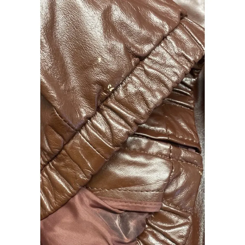 Vtg Wilsons 70s Cafe Racer Moto Leather Jacket Red/Brown Mens 48 XL Distressed